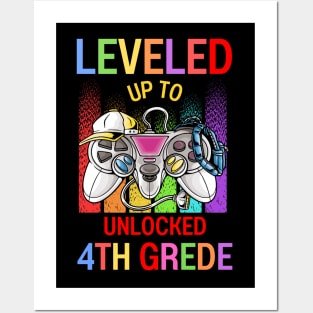 Leveled Up To Unlocked 4th Grade Video Game Back To School Posters and Art